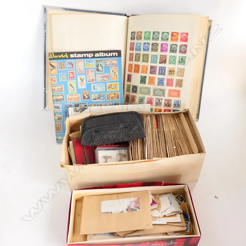 BOX ASST. STAMP ALBUMS ETC Image 1++