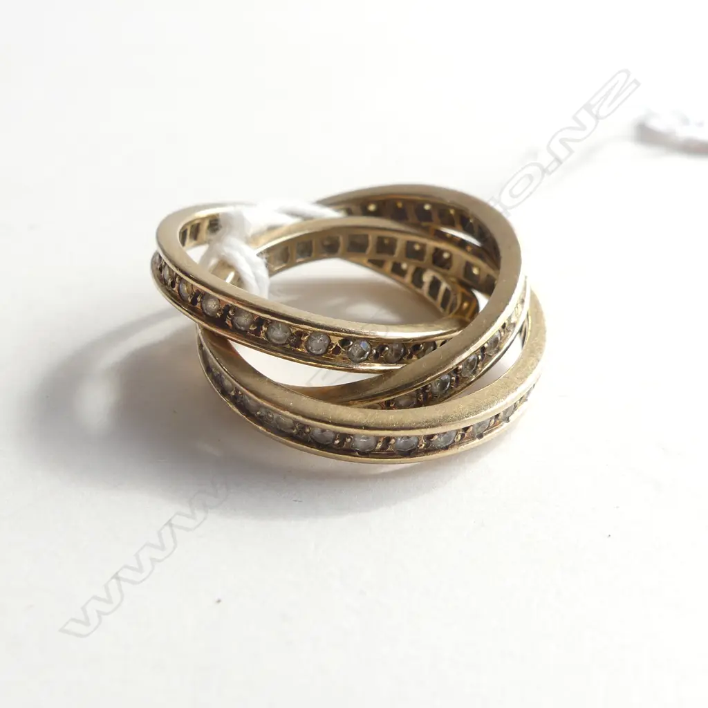 9CT GOLD & CZ RUSSIAN WEDDING RING 8.70GMS Image 1++