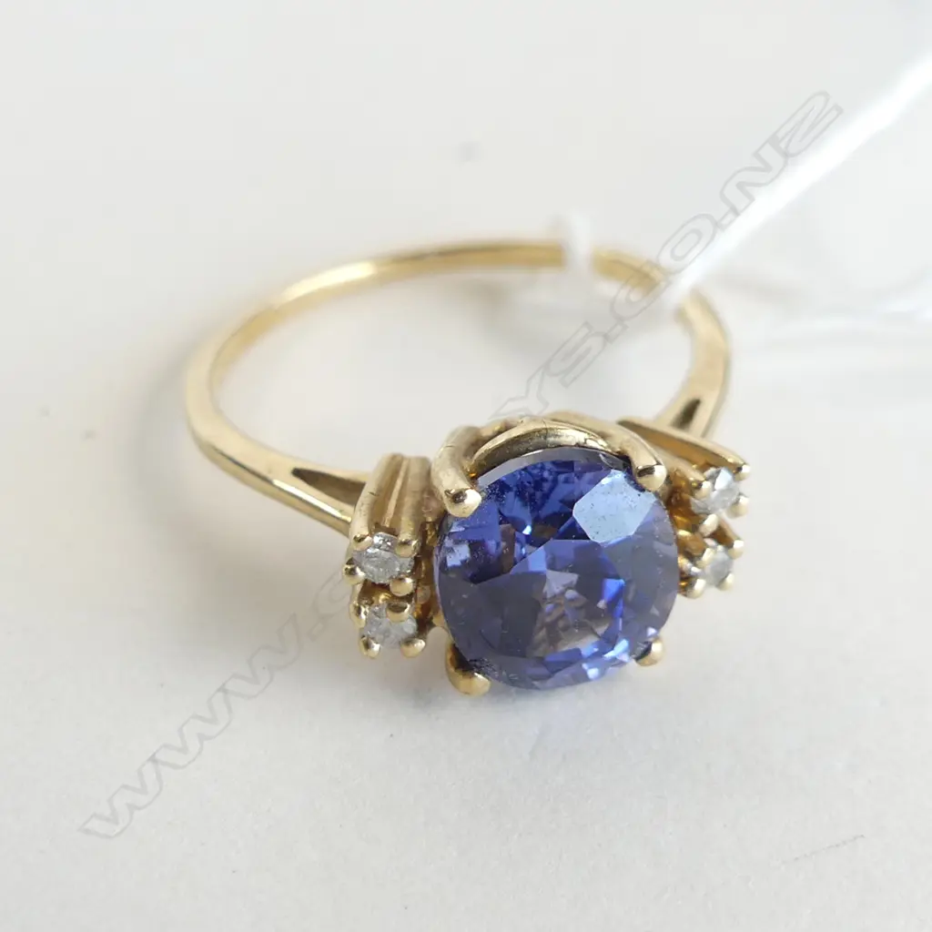10KP GOLD RING WITH TANZANITE (?) 2.38GMS  Image 1++