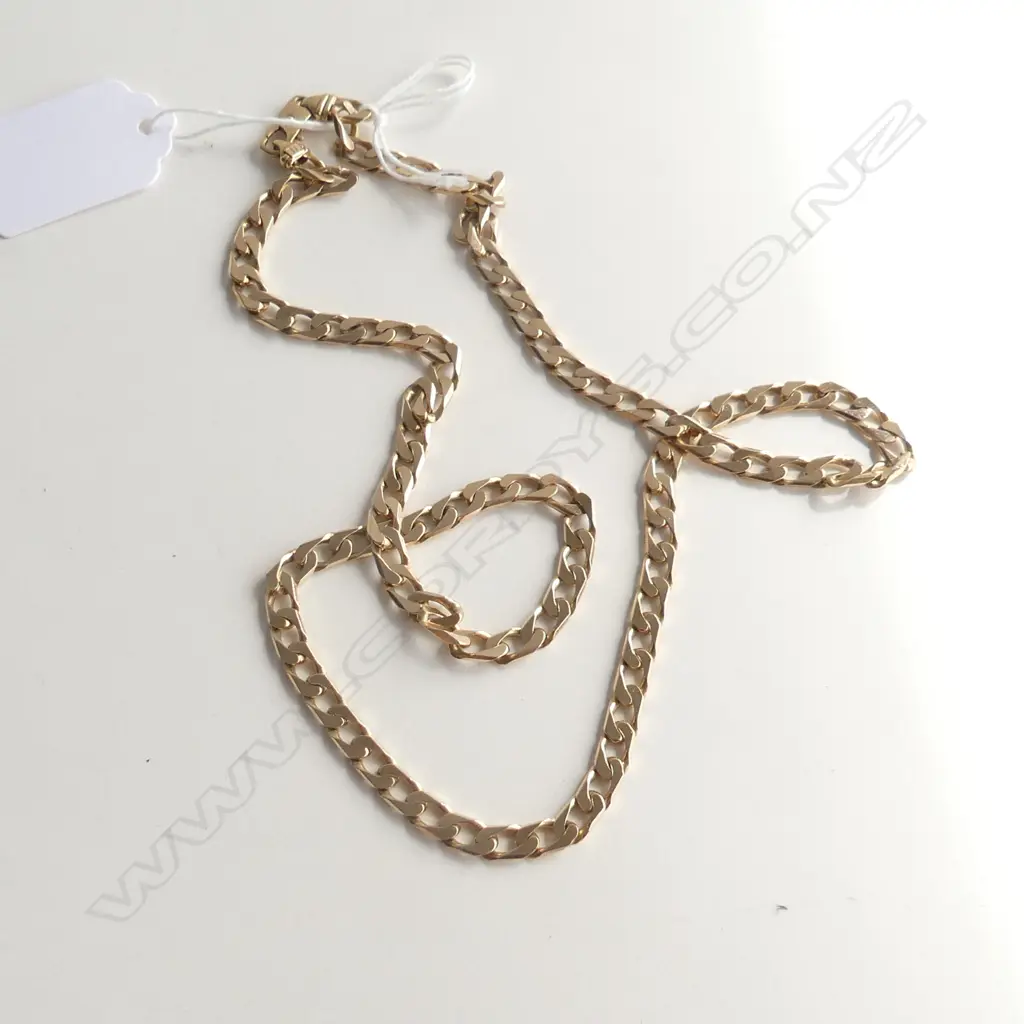 9CT GOLD FLAT CURB LINK CHAIN 34gm Image 1++