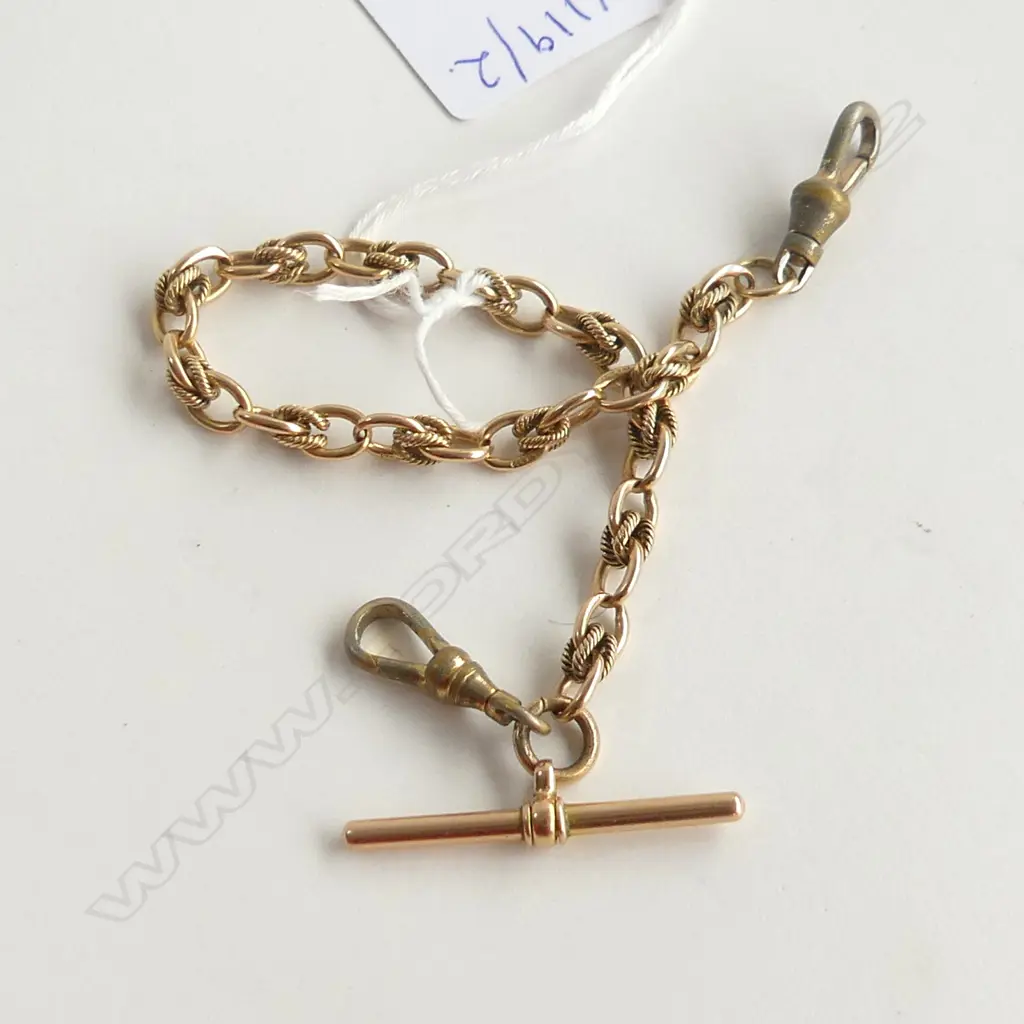 9CT ROSE GOLD ALBERT CHAIN w. GP DOG CLIPS 19 GRAMS Image 1++