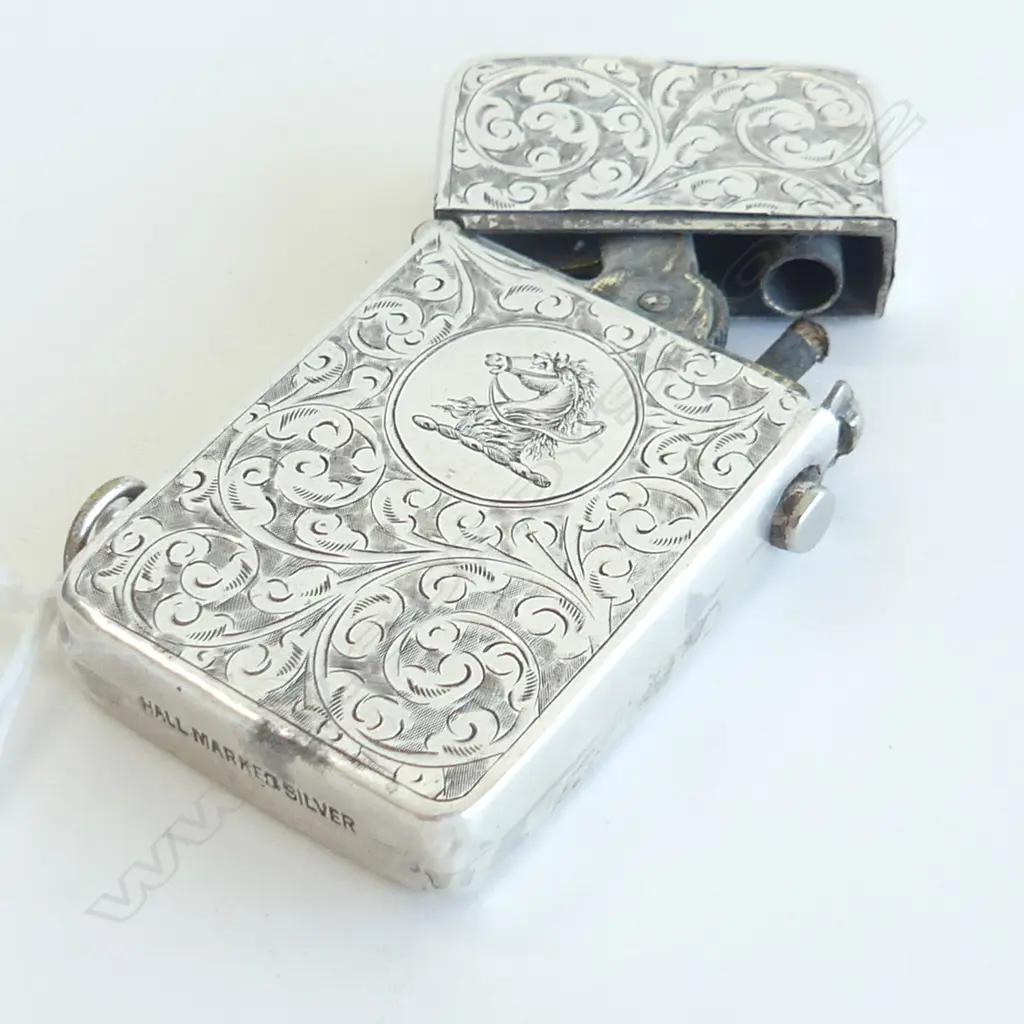;HALLMARKED SILVER' VINTAGE CIGARET LIGHTER  transitional form vesta form Image 1++
