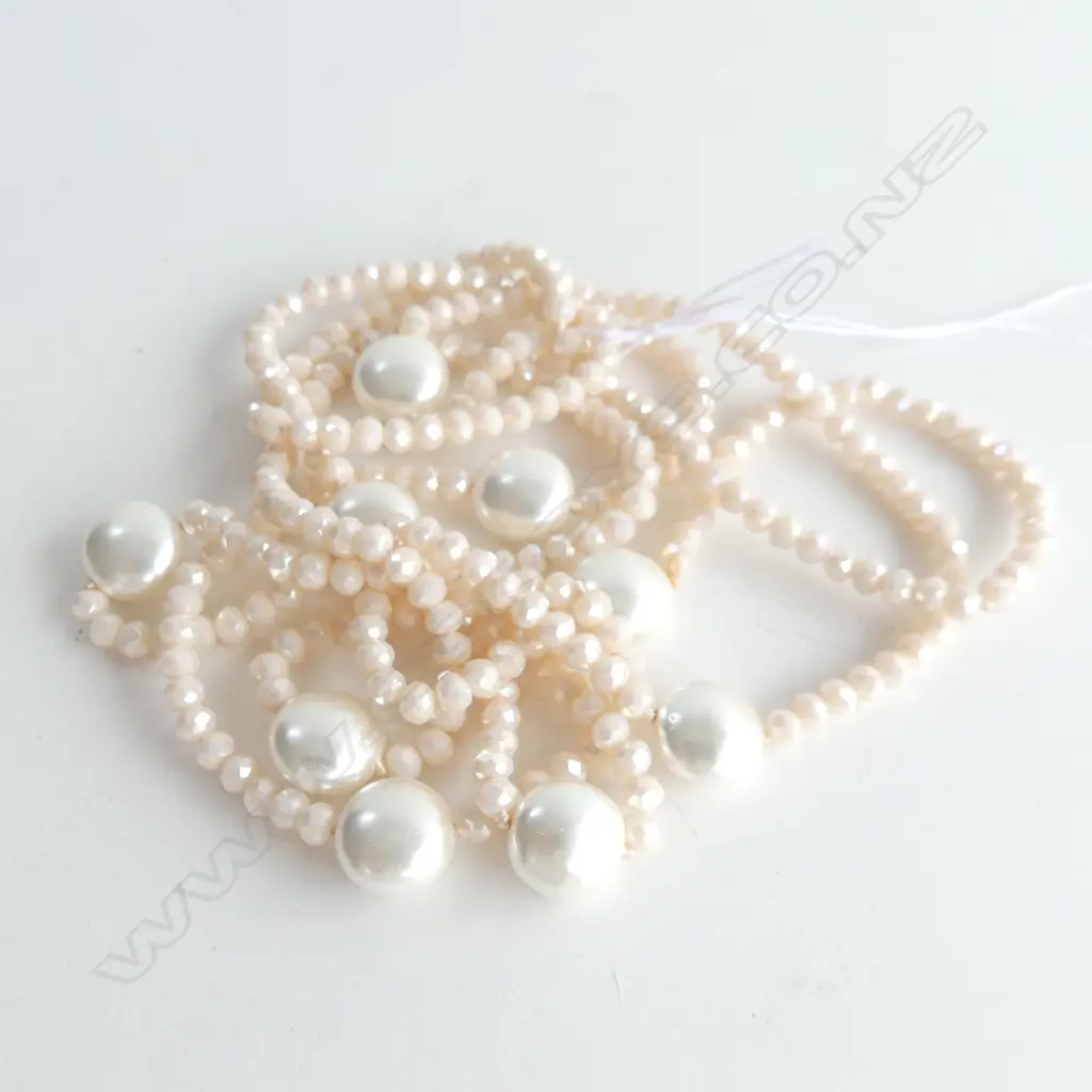 LONG FRESHWATER PEARL & PINK CRYSTAL NECKLACE Image 1++