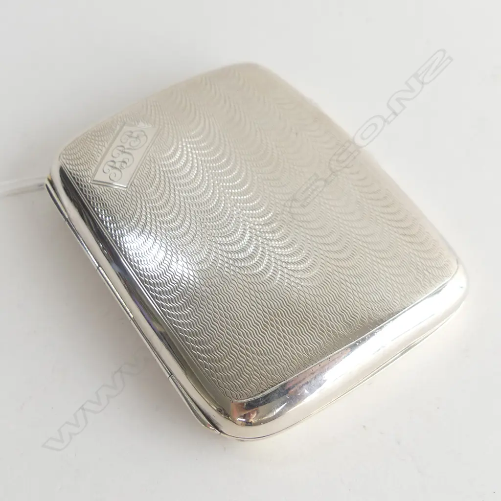 STG SILVER CIGARETTE CASE 'BRB' B'HAM 1930 57 GRAMS Image 1++