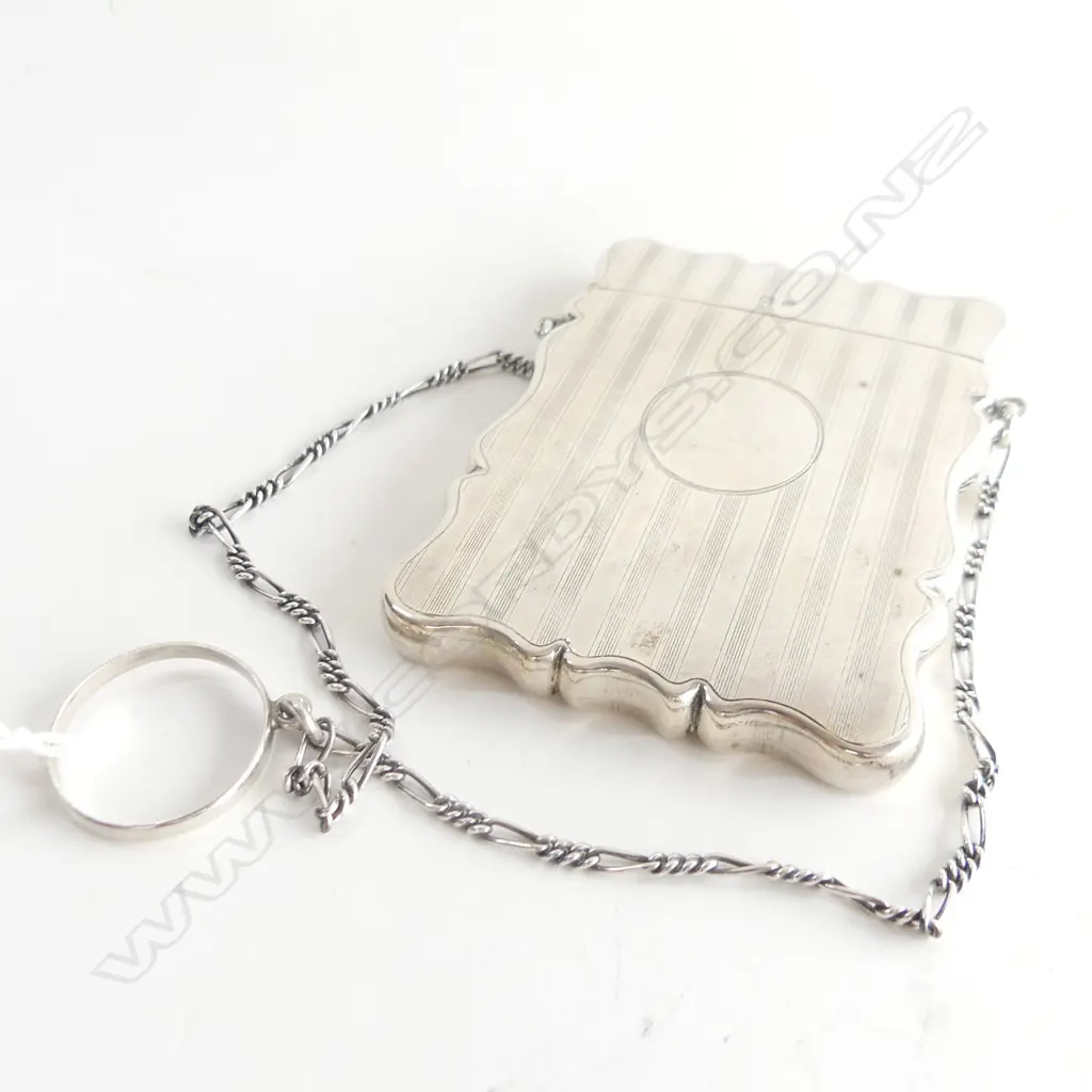 STG SILVER CARD PURSE G. LOVERIDGE B'HAM 1913 80 GRAMS Image 1++