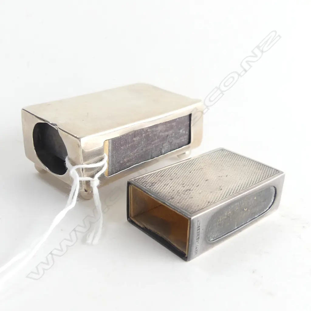 2 STG SILVER MATCH BOX HOLDERS 50 GRAMS Image 1++