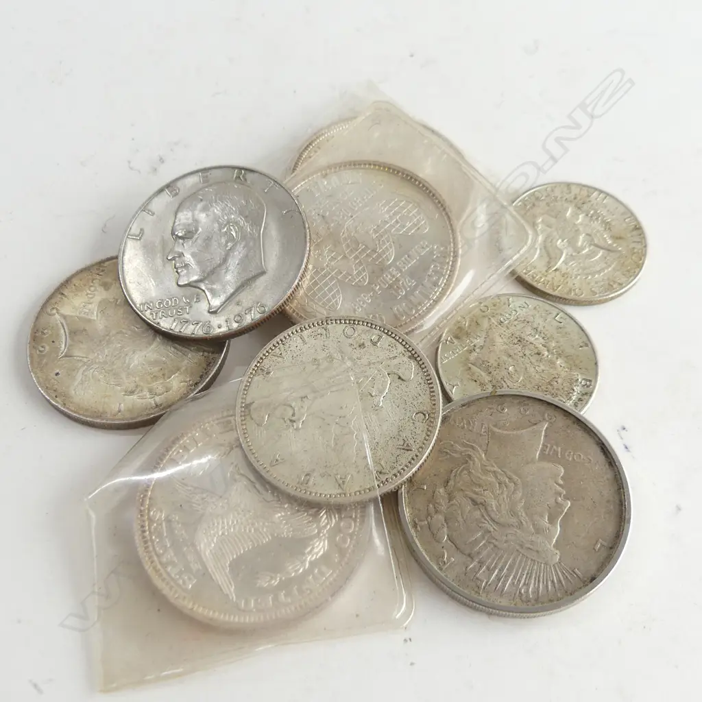 3 TROY OUNCE PURE SILVER TOKENS + 6 US / CANADIAN COINS... Image 1++