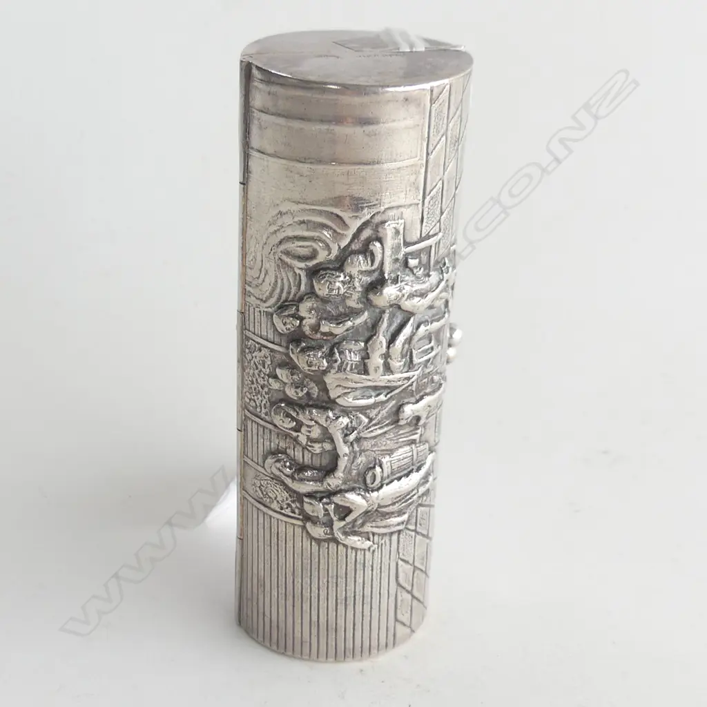 STG SILVER CYLINDER VANITY CASE HANS JENSEN DENMARK 50 GRAMS Image 1++