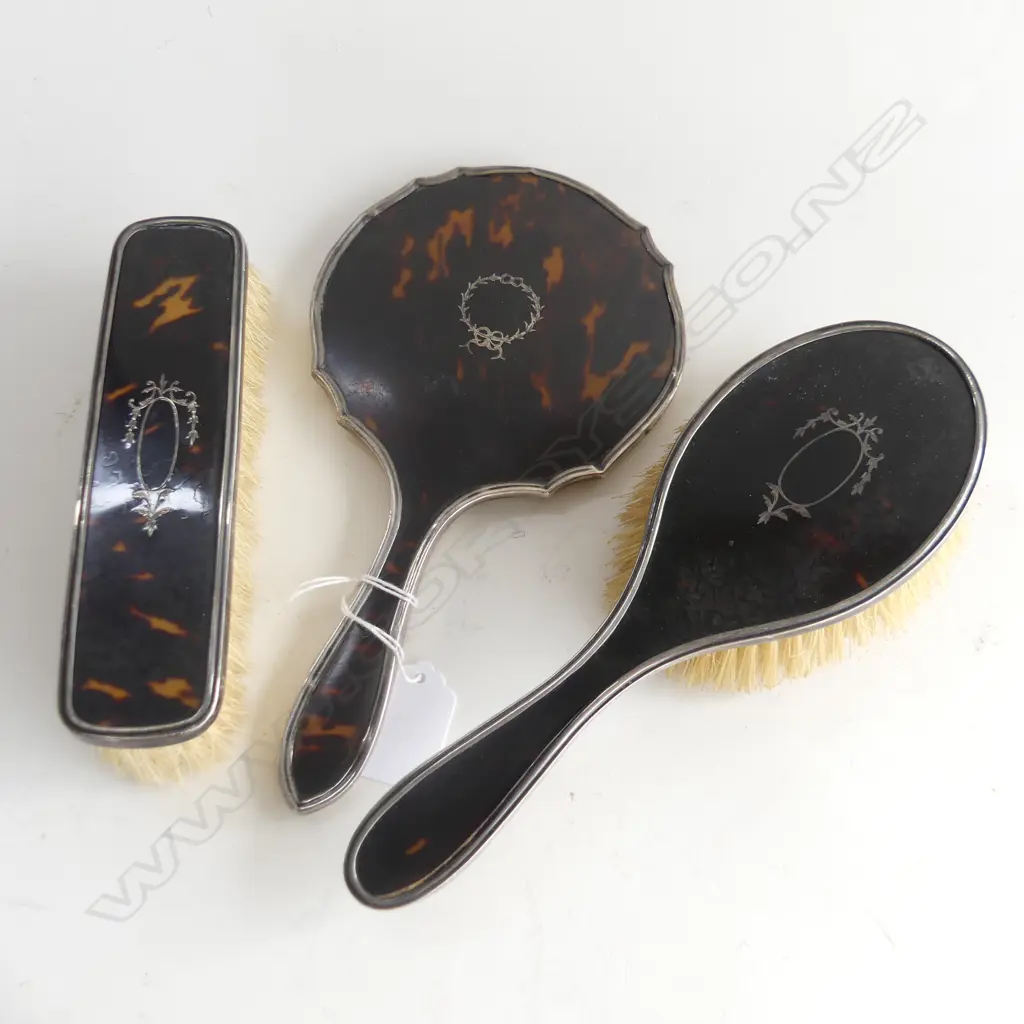 3 PCE STG & TORTOISESHELL VANITY SET B'HAM 1923 Image 1++
