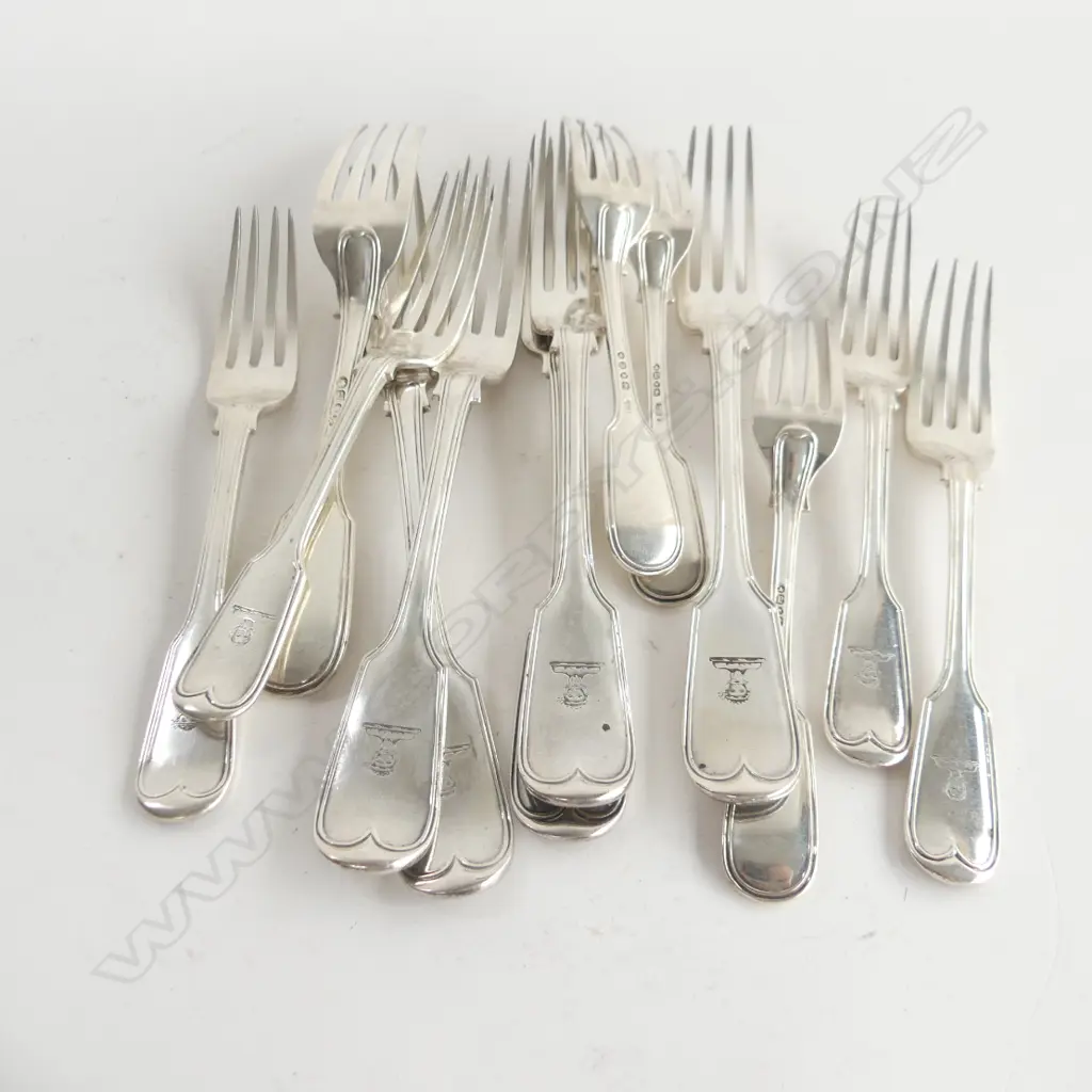 13 VICTORIAN FORKS; 7 STG, 6 EP 470 GRAMS Image 1++