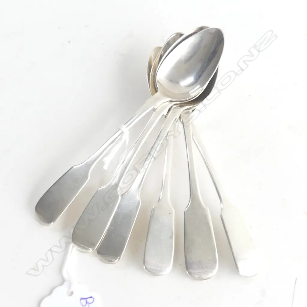 6 STG SILVER FIDDLE PATTERN TEA SPOONS ROBERT HENELL II LONDON 1830 80 GRAMS Image 1++
