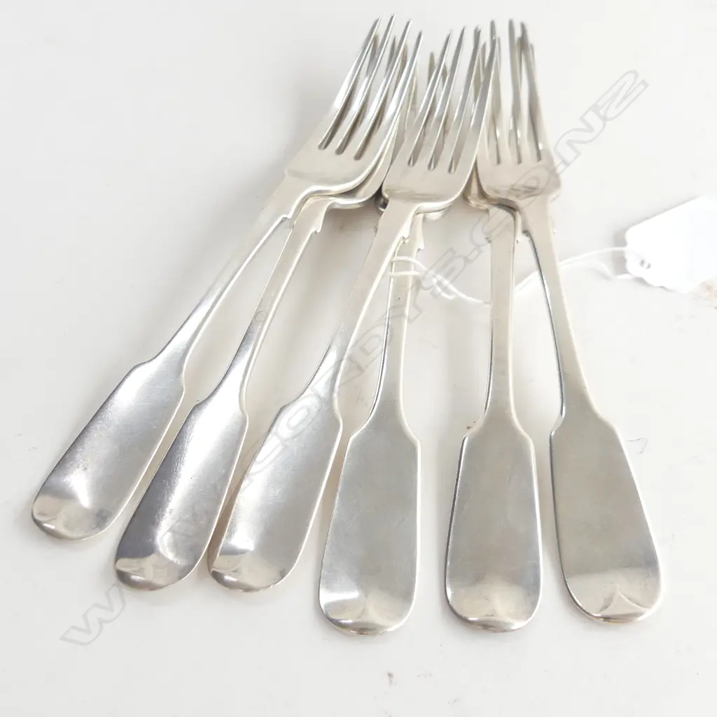 6 STG SILVER FIDDLE PATTERN DESSERT FORKS ASST. MAKE 287 GRAMS Image 1++
