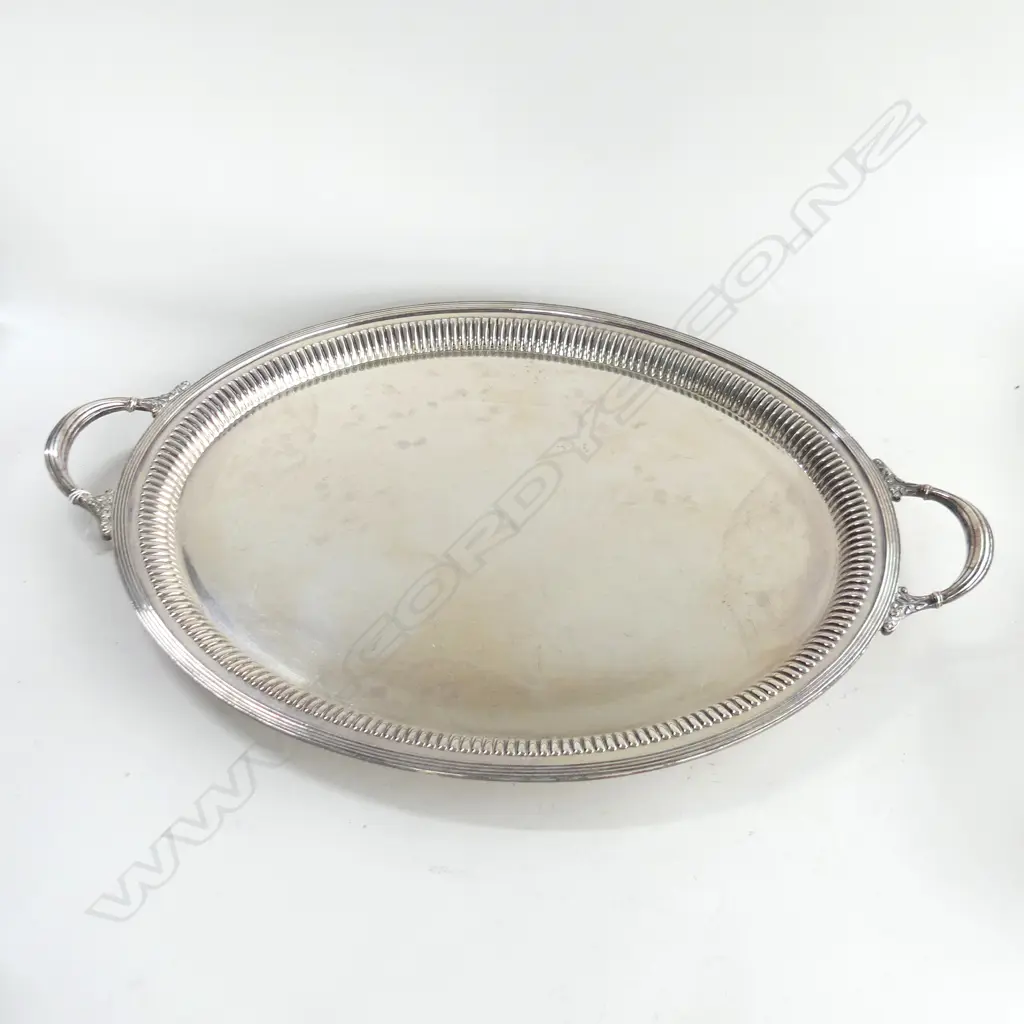 LARGE HEAVY SILVER PLATE OVER COPPER TRAY Image 1++