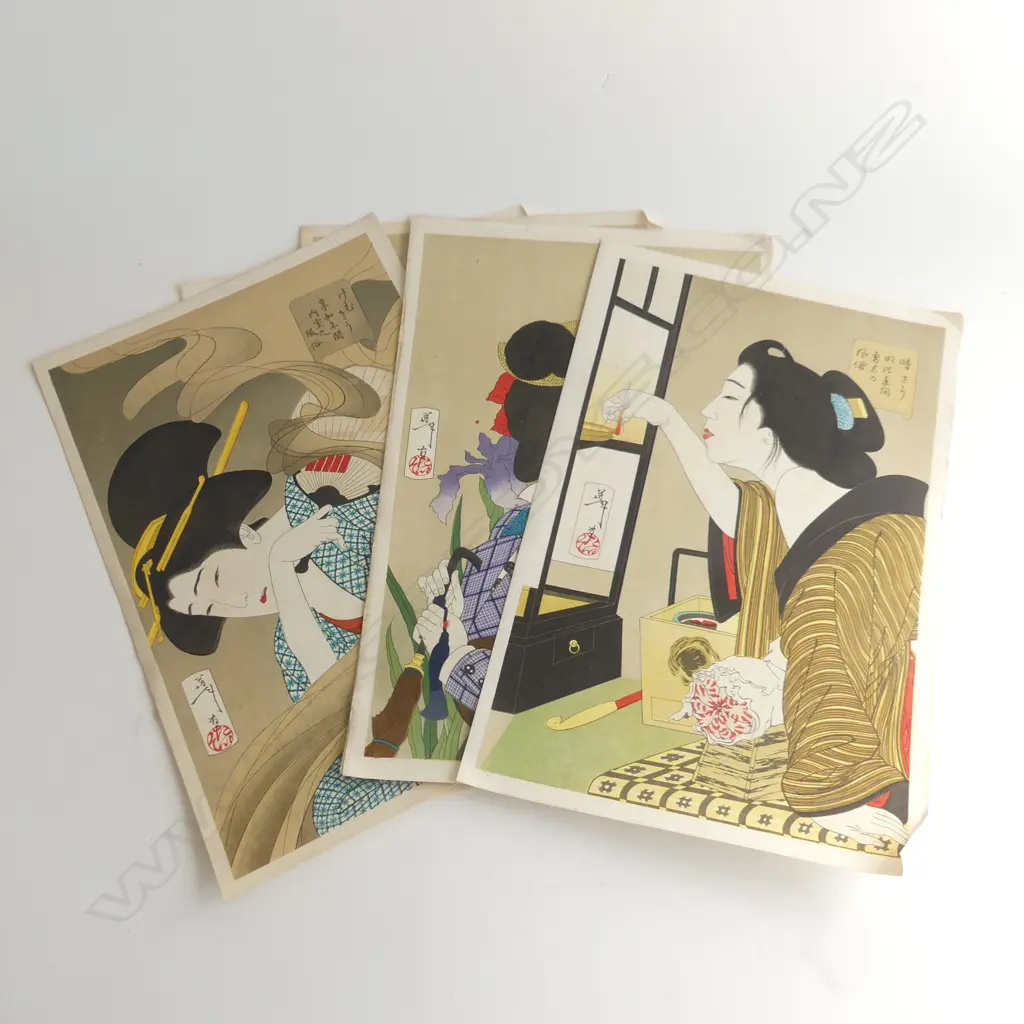 SET 8 JAPANESE PRINTS WOMAN 370 X 240mm Image 1++