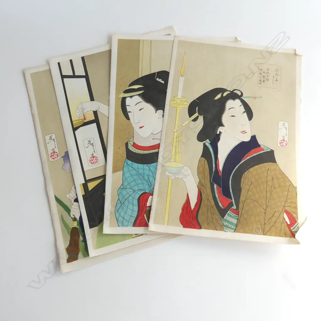 SET 8 JAPANESE PRINTS WOMAN 370 X 240mm Image 1++