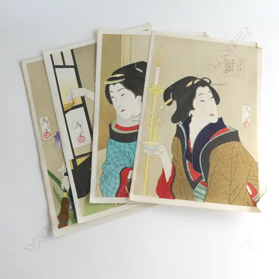 SET 8 JAPANESE PRINTS WOMAN 370 X 240mm
