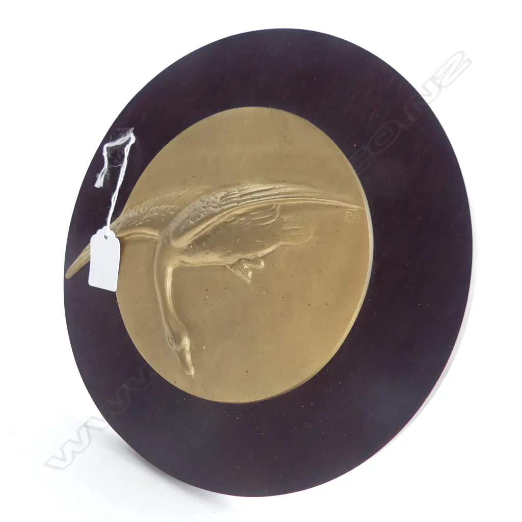 BRONZE FLYING BIRD ART PLAQUE SIGNED W250MM Image 1++