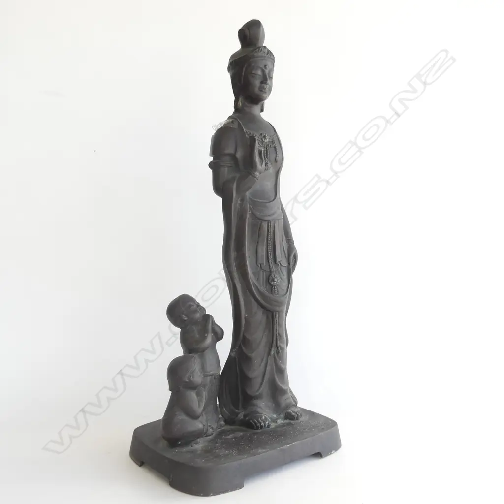 LGE OLD ORIENTAL BRONZE OF A KANNON/FEMALE GODDESS H.623mm Image 1++