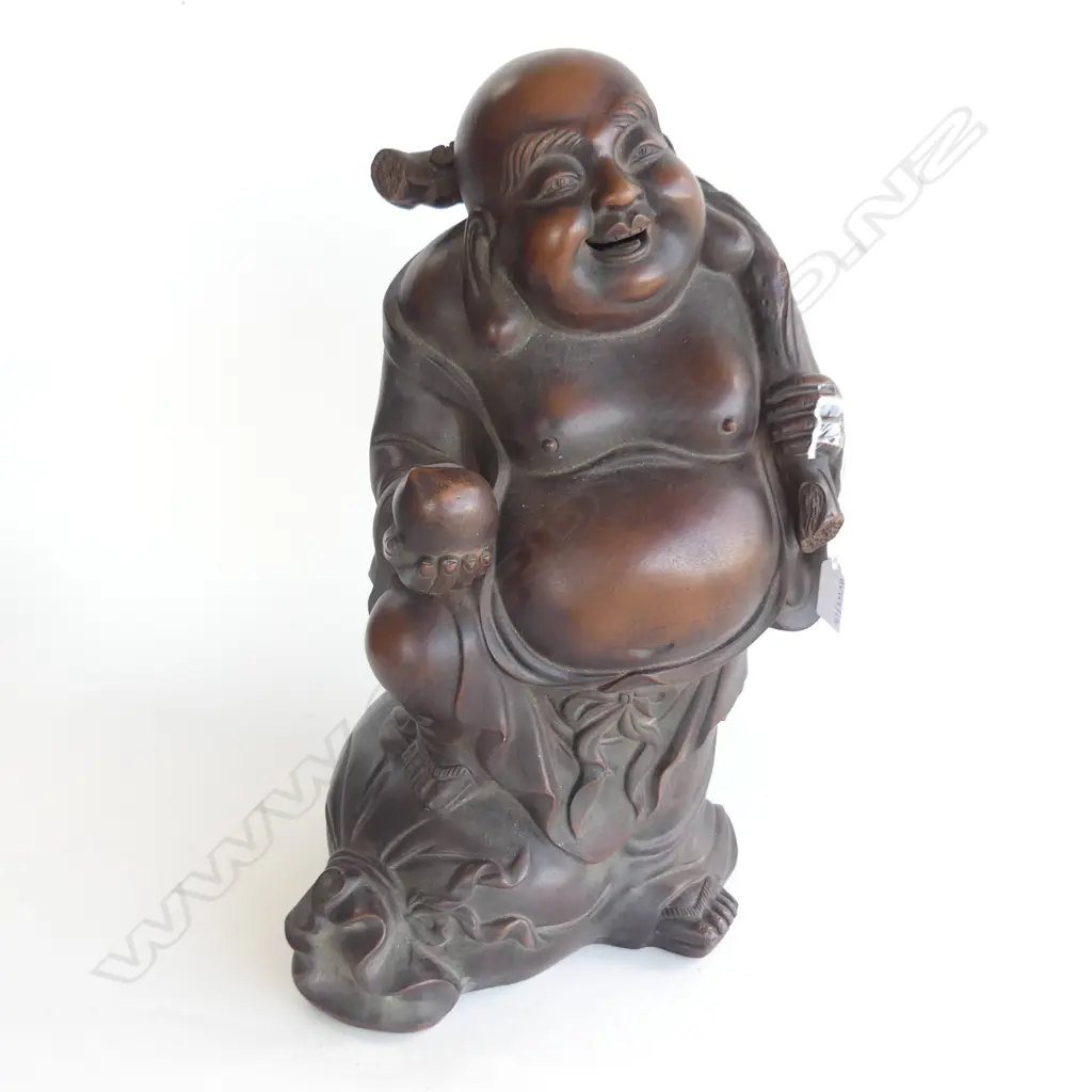 LGE OLD JAPANESE BIZEN KILN HOTEI DEITY STATUE H445MM Image 1++