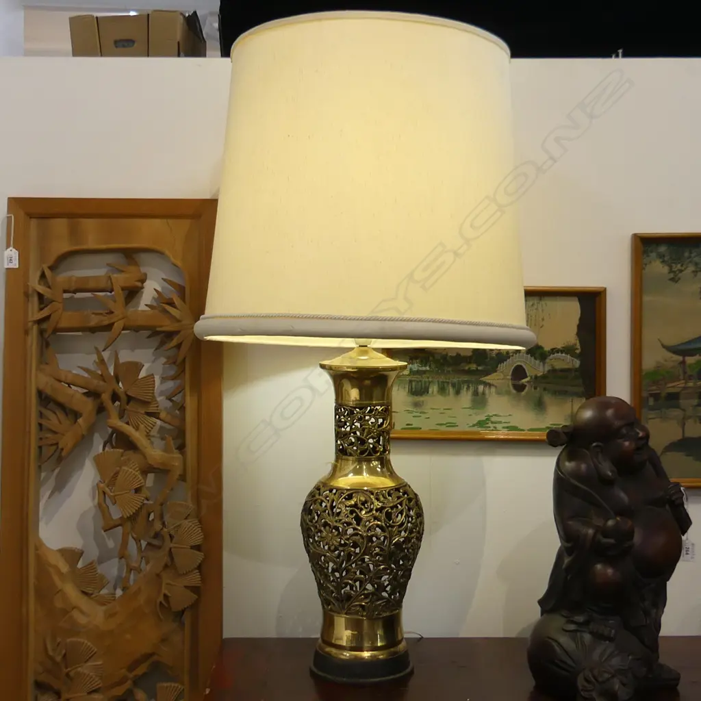 LGE ORIENTAL BRASS LAMP H.540mm LIGHT FITTING LOOSE Image 1++