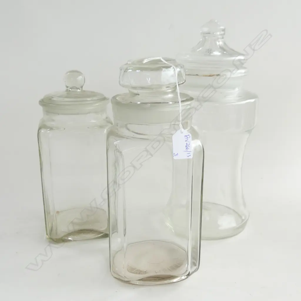 3 VINTAGE GLASS LOLLY JARS H.350mm Image 1++