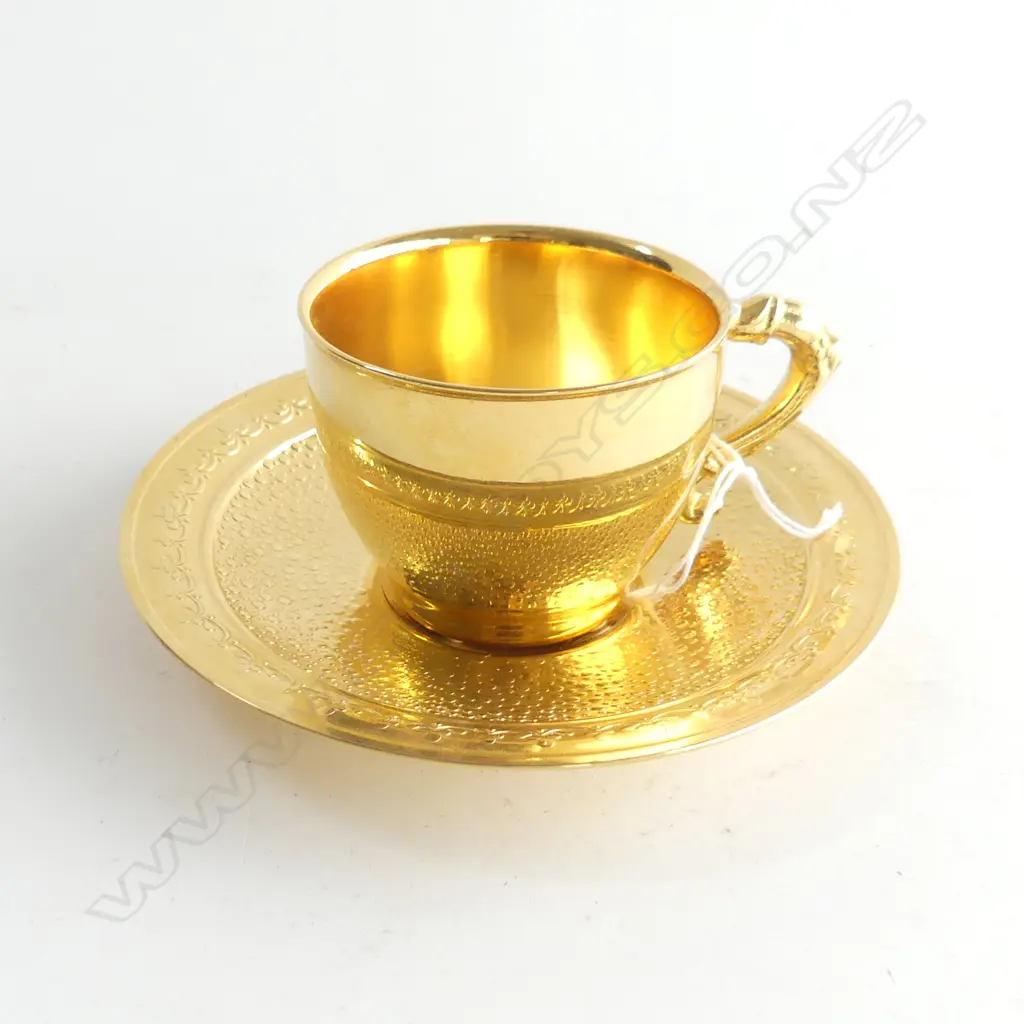 24CT GOLD PLATED CUP & SAUCER STAMPED 24K.P. Image 1++