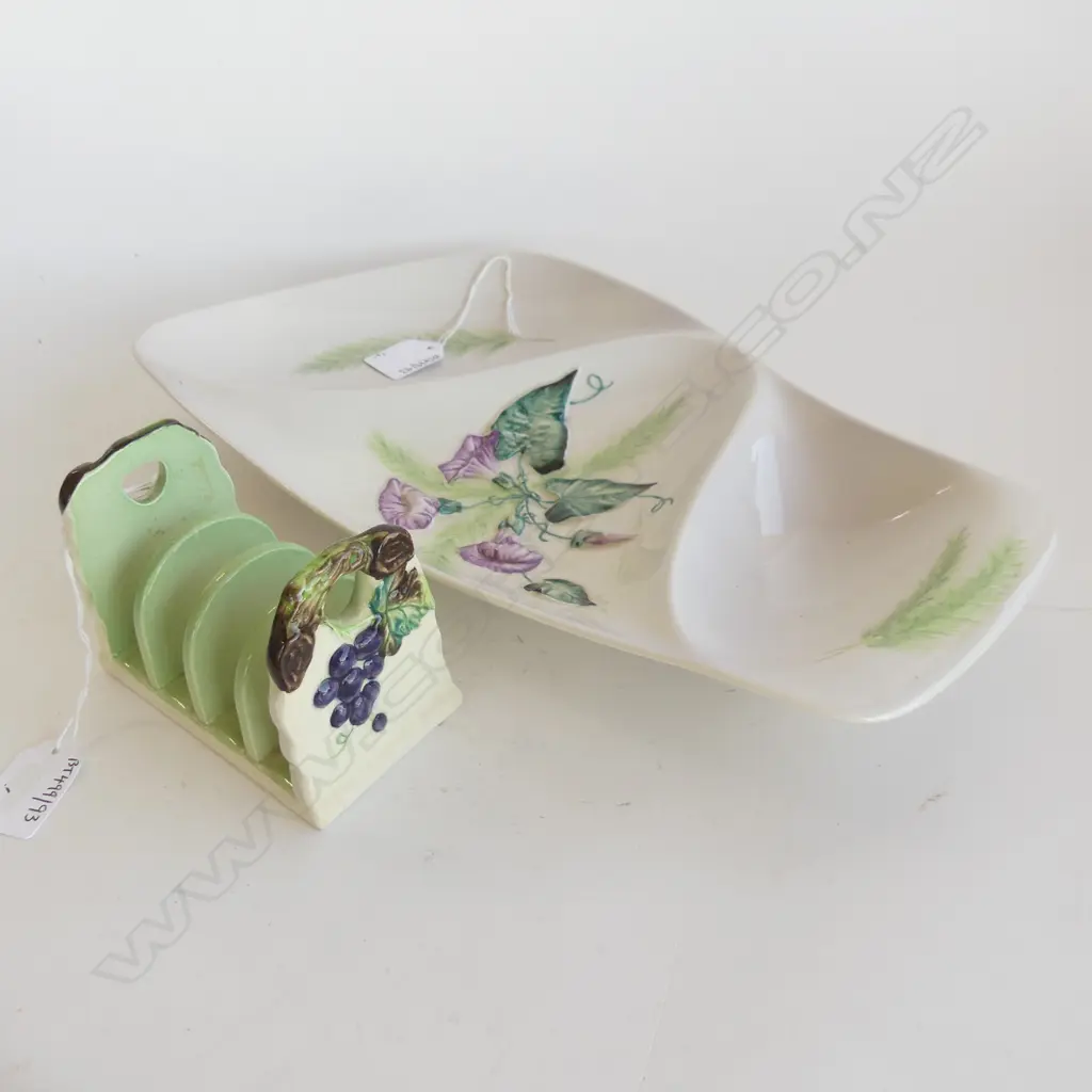 CARLTONWARE GRAPE TOASTRACK & FLORAL HORS D'OUVRES  DISH  Image 1++