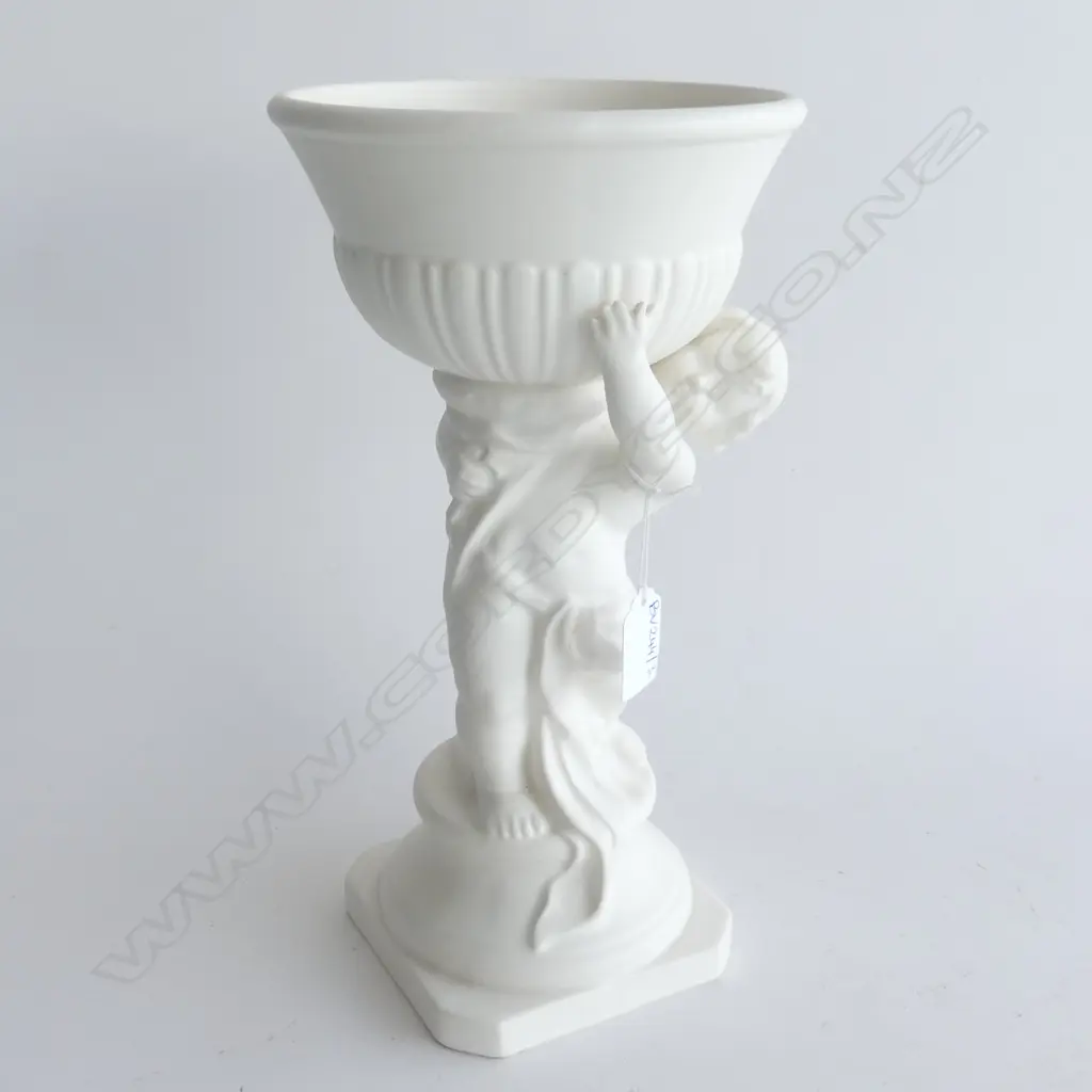WHITE SLIP CAST CHERUB VASE H.300mm Image 1++