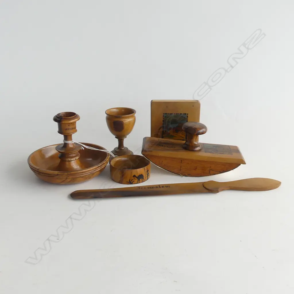 SMALL BOX OF 6PCS OLIVE WOOD HOLY LAND SOVS Image 1++