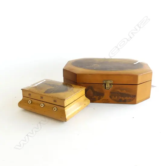 MAUCHLINE WARE TRINKET BOX & COTTON DISPENCER200MM & 120 MM