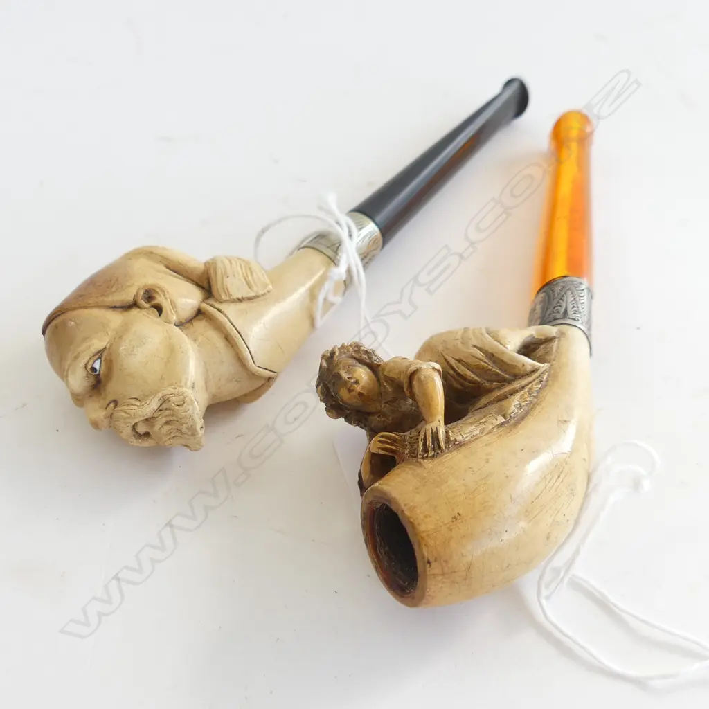 2 SMALL UNCASED MEERCHAUM PIPES LADY & GENT 130MM Image 1++
