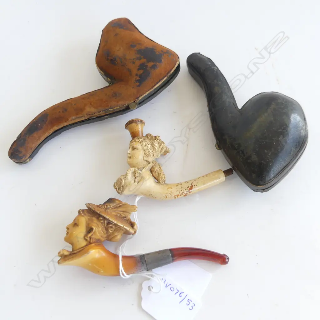 2 CASED MEERCHAUM PIPES LADY PROFILES 14115MM Image 1++