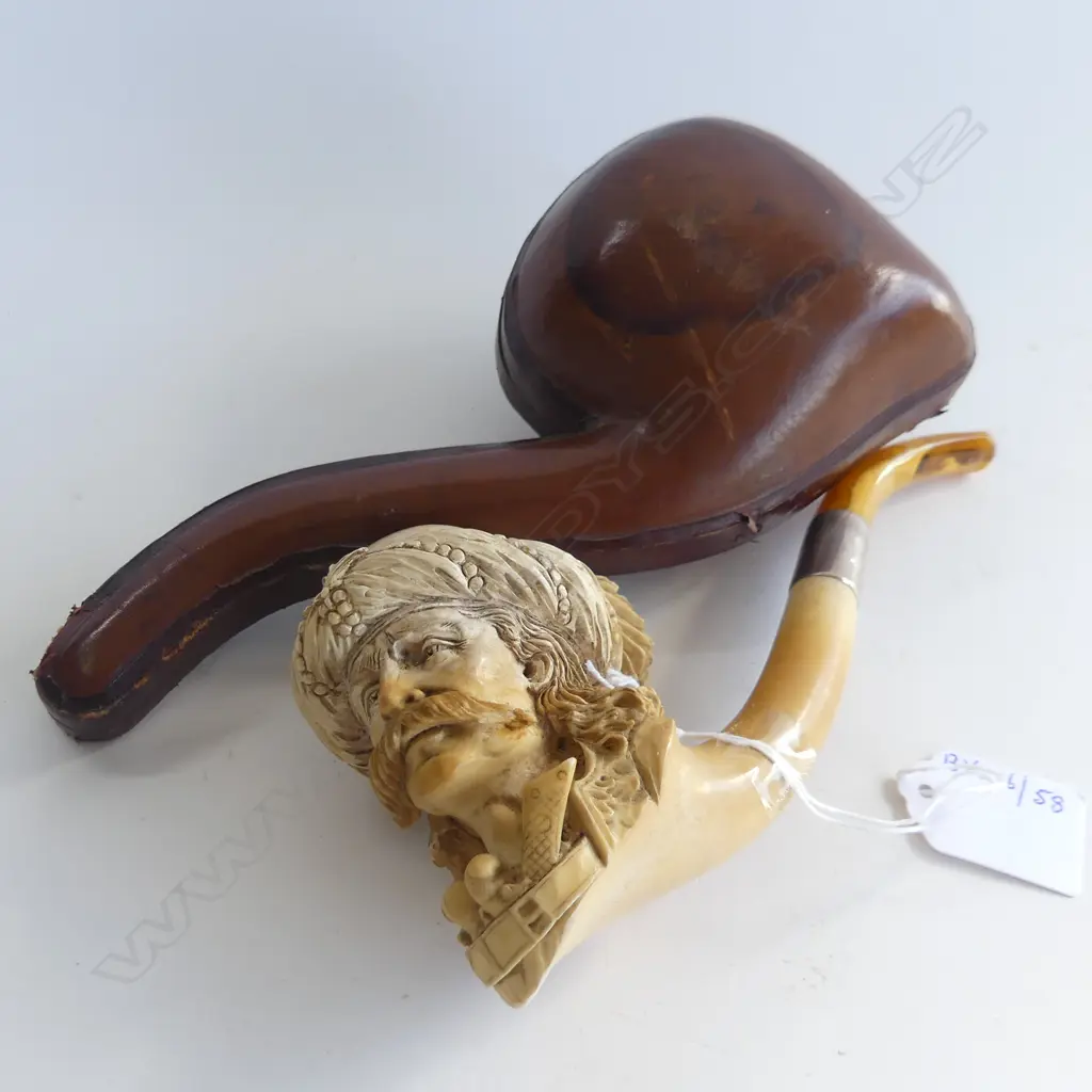 LARGE CASED MEERCHAUM PIPE GENT IN TURBAN 200 MM Image 1++
