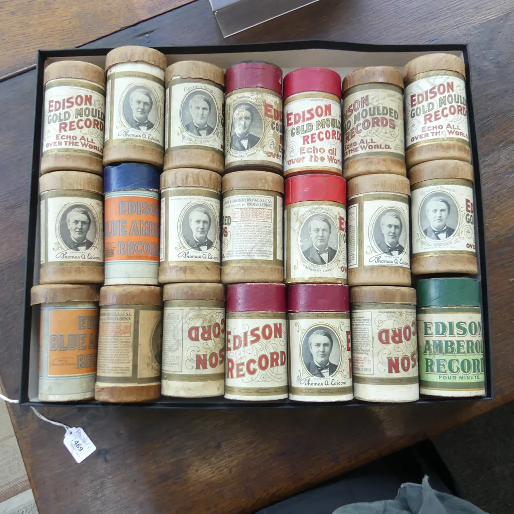 21 EDISON PHONOGRAPH CYLINDER RECORDS IN ORIG. BOXES Image 1++