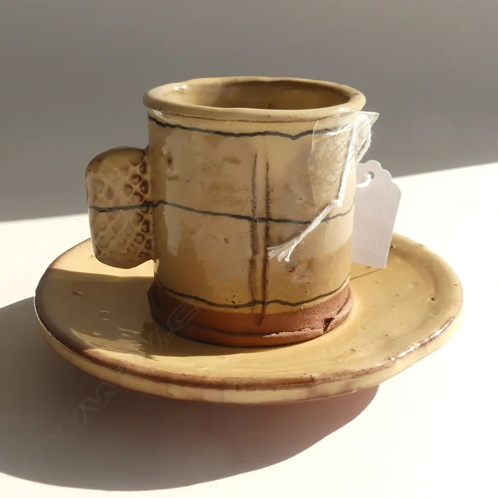 PAUL MASEYK STUDIO POTTERY CUP & SAUCER 135mm dia Image 1++