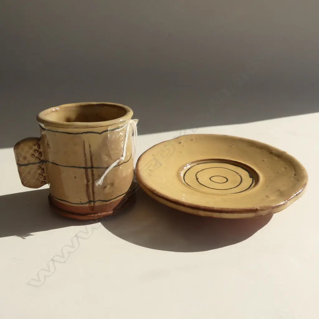 PAUL MASEYK STUDIO POTTERY CUP & SAUCER 135mm dia Image 1++