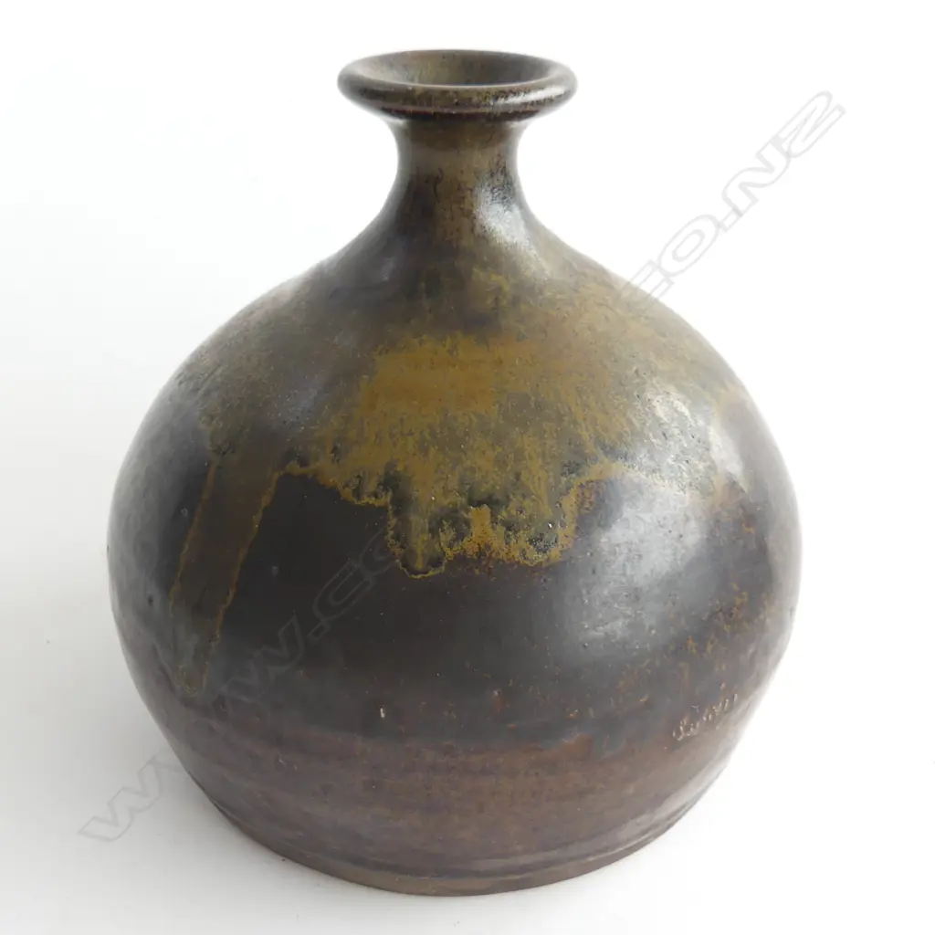 19TH C ANAGAMA BOTTLE VASE LEAF SEAL MARK H168MM Image 1++