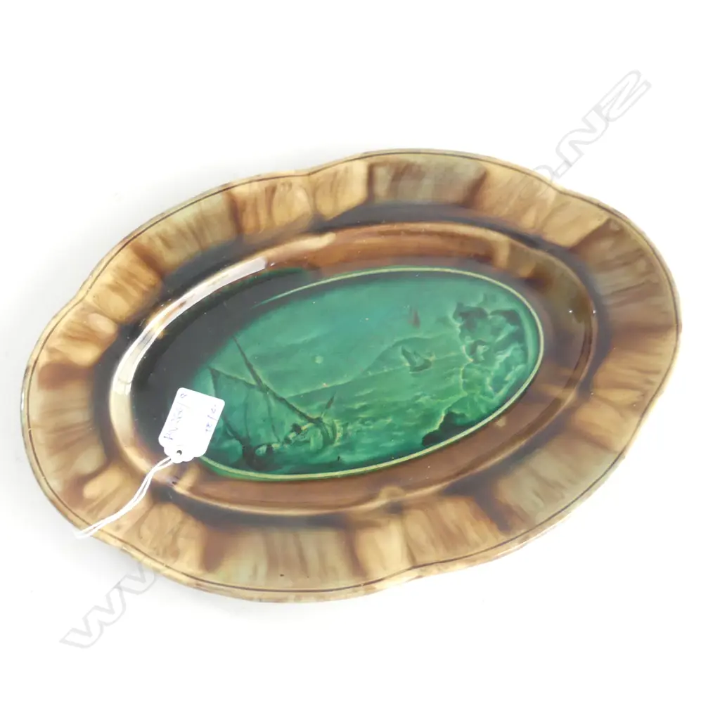 ANTIQUE FRENCH MAJOLICA DISH BY MERIQUE DE RUBELLES PARIS W.330mm Image 1++