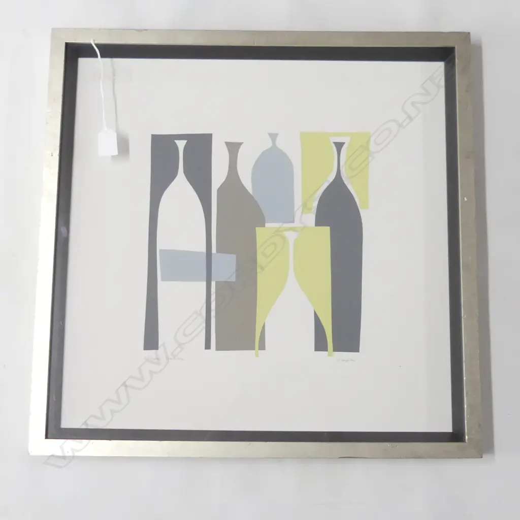 DENISE DUPLOCK 'SILHOUETTE CHARTREUSE' SIGNED PRINT 550x550mm overall Image 1++