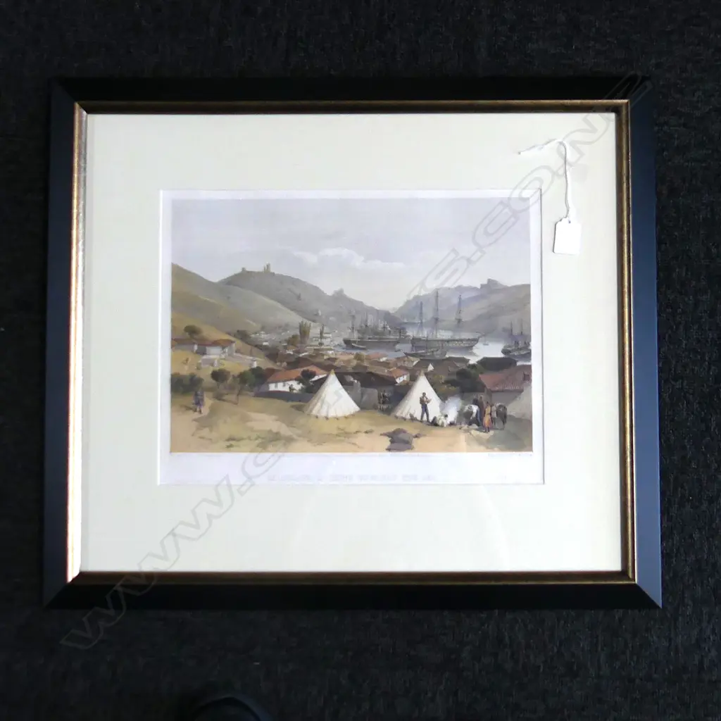 WILLIAM SIMPSON (RI) 'BALAKLAVA LOOKING TOWARDS THE SEA. SEBASTOPOL' 19thC h/coloured litho  Image 1++