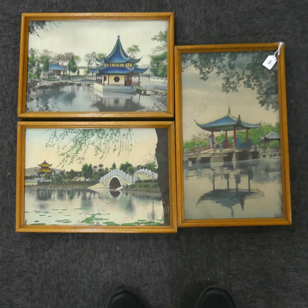 3 JAPANESE FRAMED SILKS 370 X 250MM Image 1++