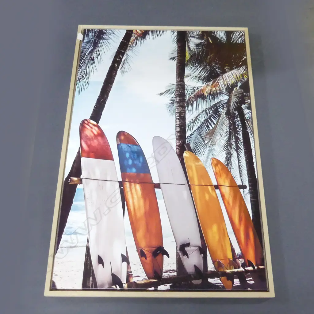 2 LGE CANVAS PRINTS; BEACH & SURF BOARDS 1180x780mm Image 1++