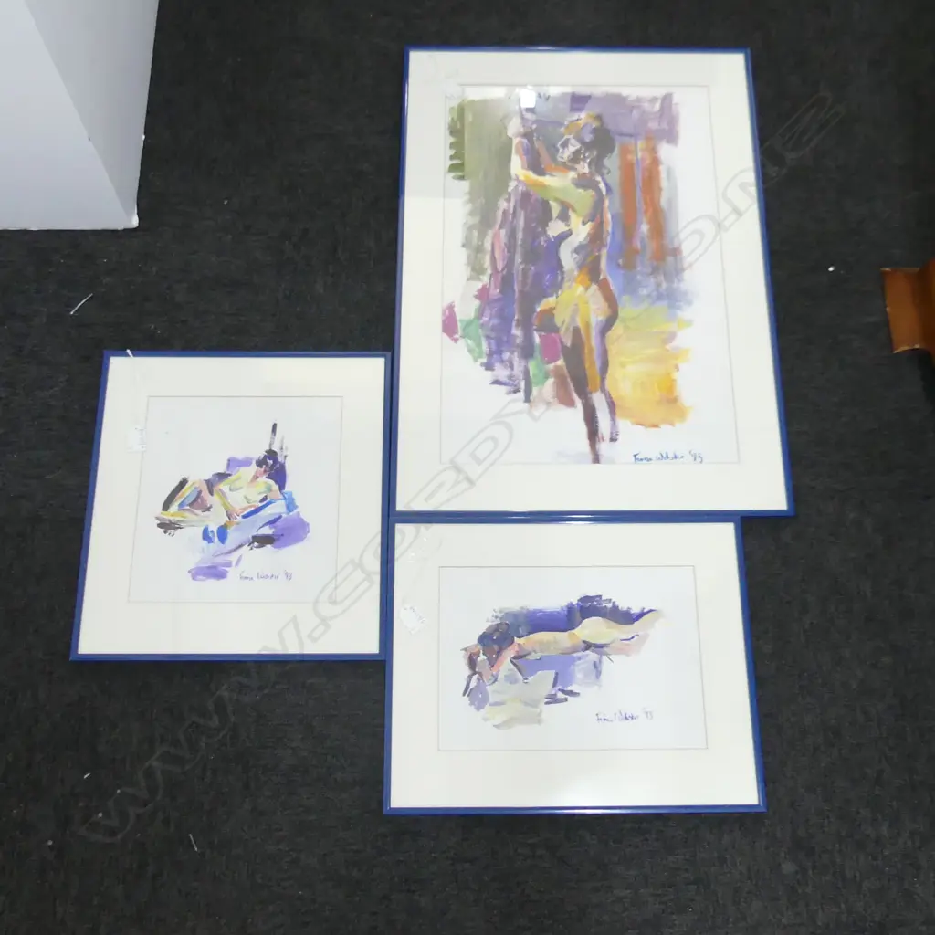 3 FIONA WEBSTER ACRYLIC NUDES; ALL SIGNED & DATED '93 570x375mm Image 1++