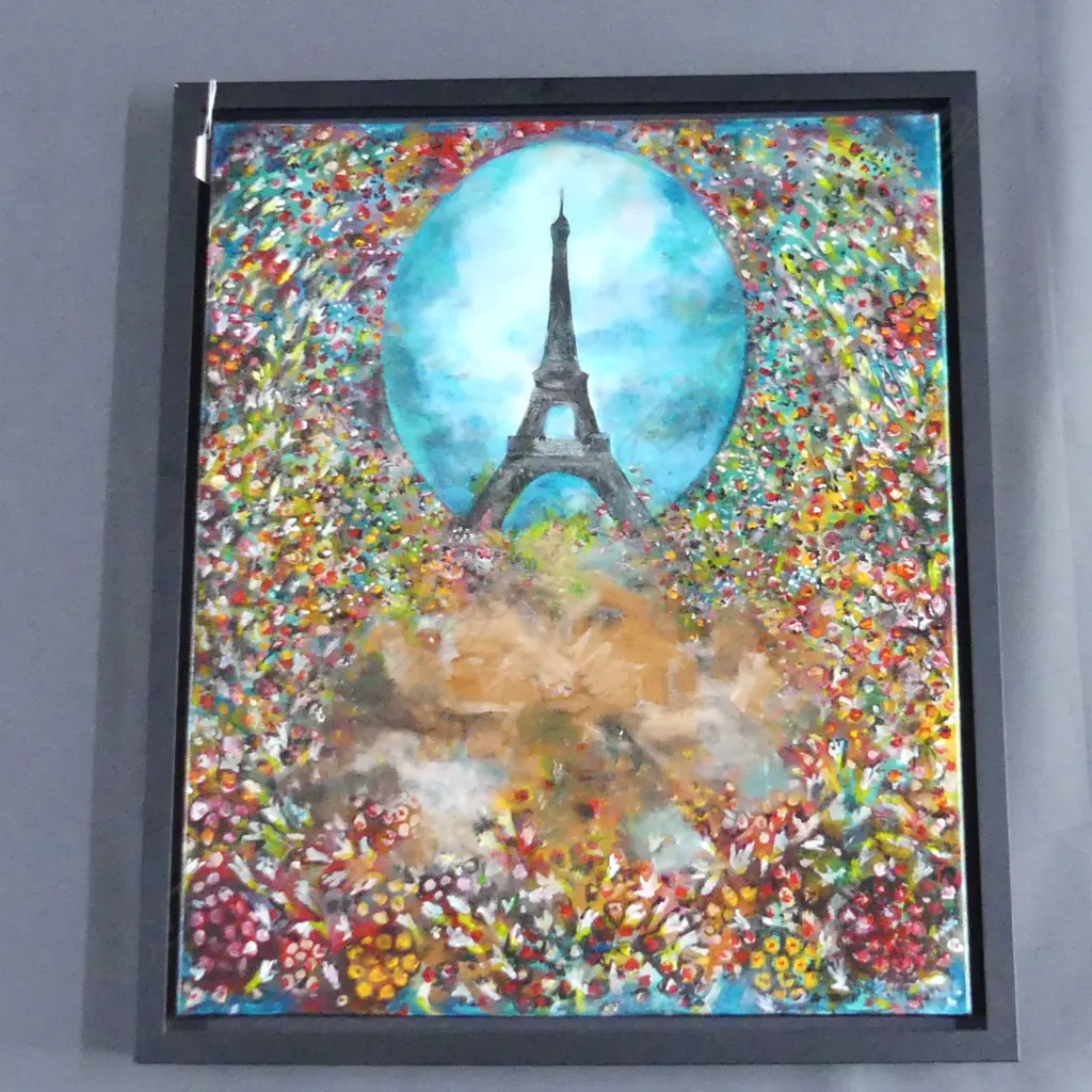 TRACY ELLERTON UNTITLED OIL (EIFFEL TOWER) 605 x 505mm Image 1++
