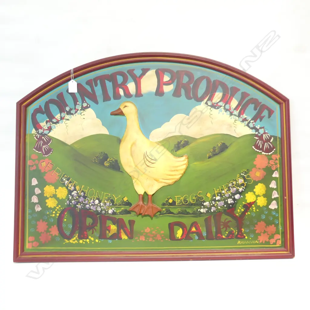 VINTAGE STYLE SIGN 'COUNTRY PRODUCE / OPEN DAILY' 610x800mm Image 1++