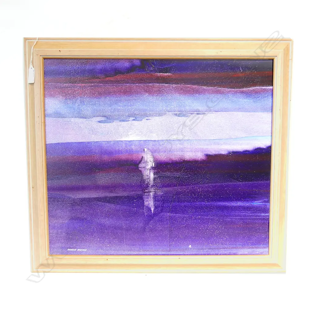 MAURICE BROOKES 'PURPLE BEACH' OIL ON BOARD 420x475mm Image 1++