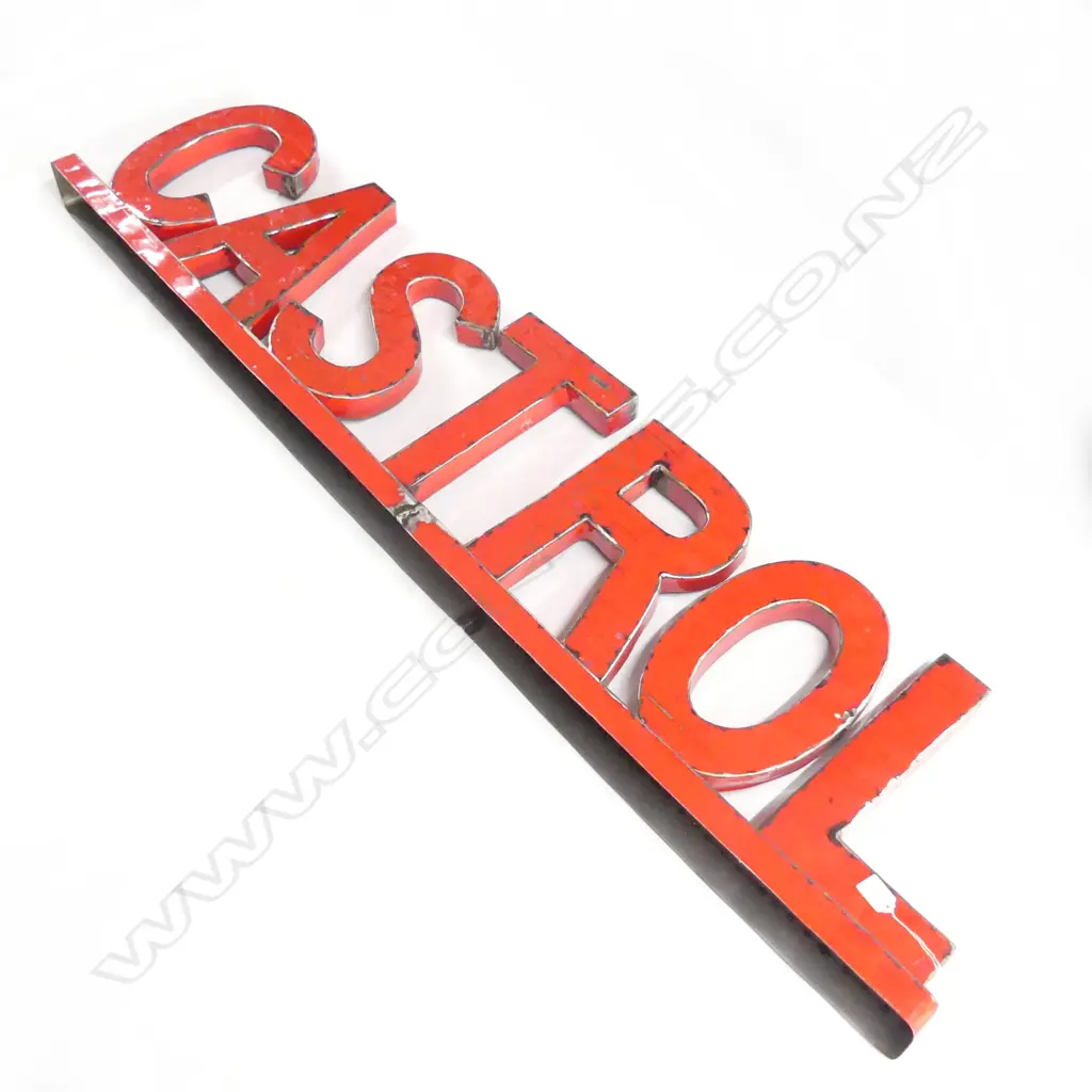 LARGE RED PAINTED TIN 'CASTROL' SIGN  L. 1540MM Image 1++