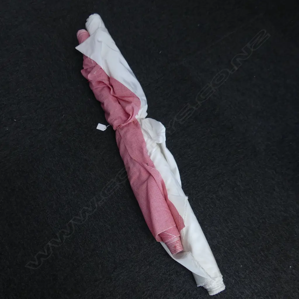 2 PART ROLLS FABRIC; RED & WHITE GINGHAM & WHITE SATEEN Image 1++