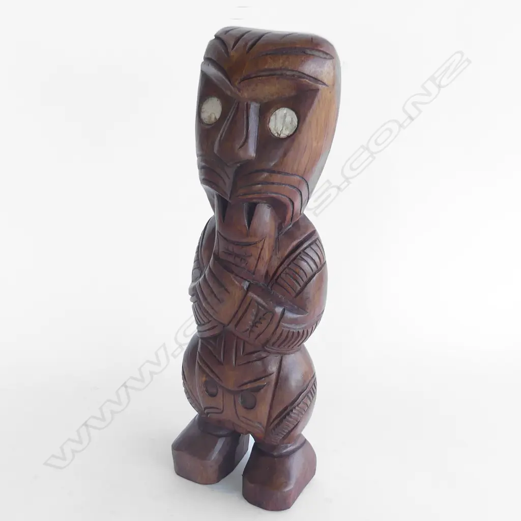 CARVED WOODEN MAORI TEKO TEKO H. 400MM Image 1++