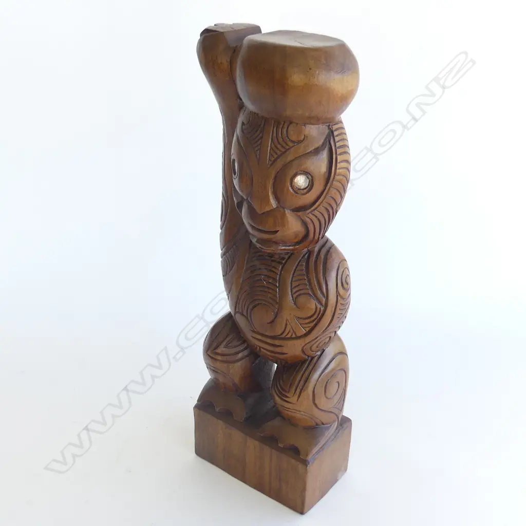 CARVED WOODEN MAORI TEKO TEKO H. 390MM Image 1++